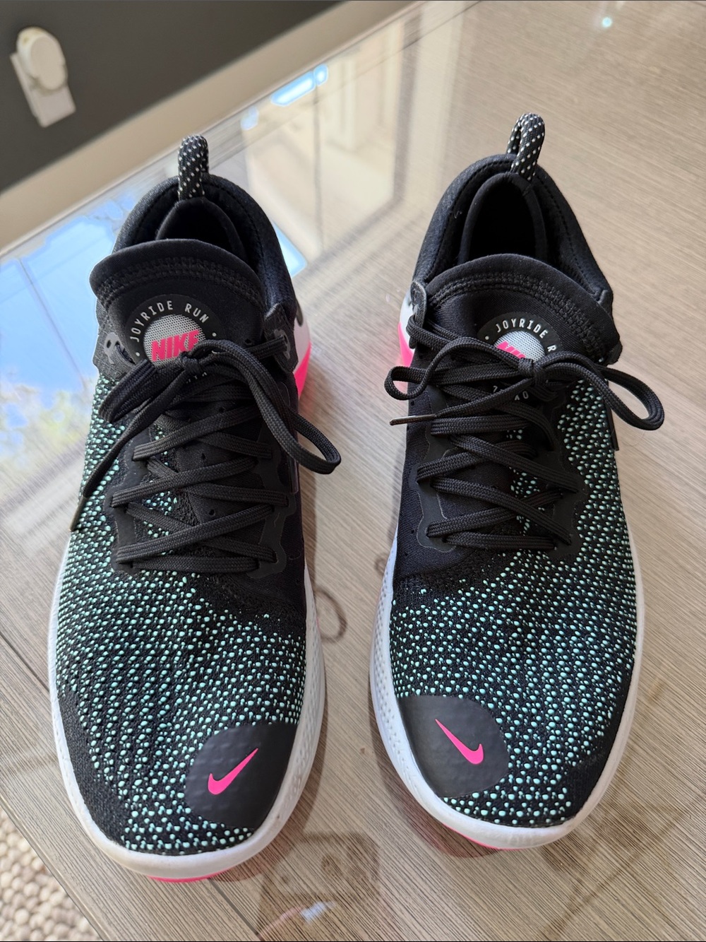 Nike Joyride Running Black Sneakers with Pink and Teal Accent Details